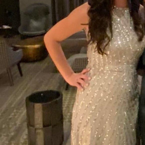 Silver, sequined formal dress - Picture 5 of 5